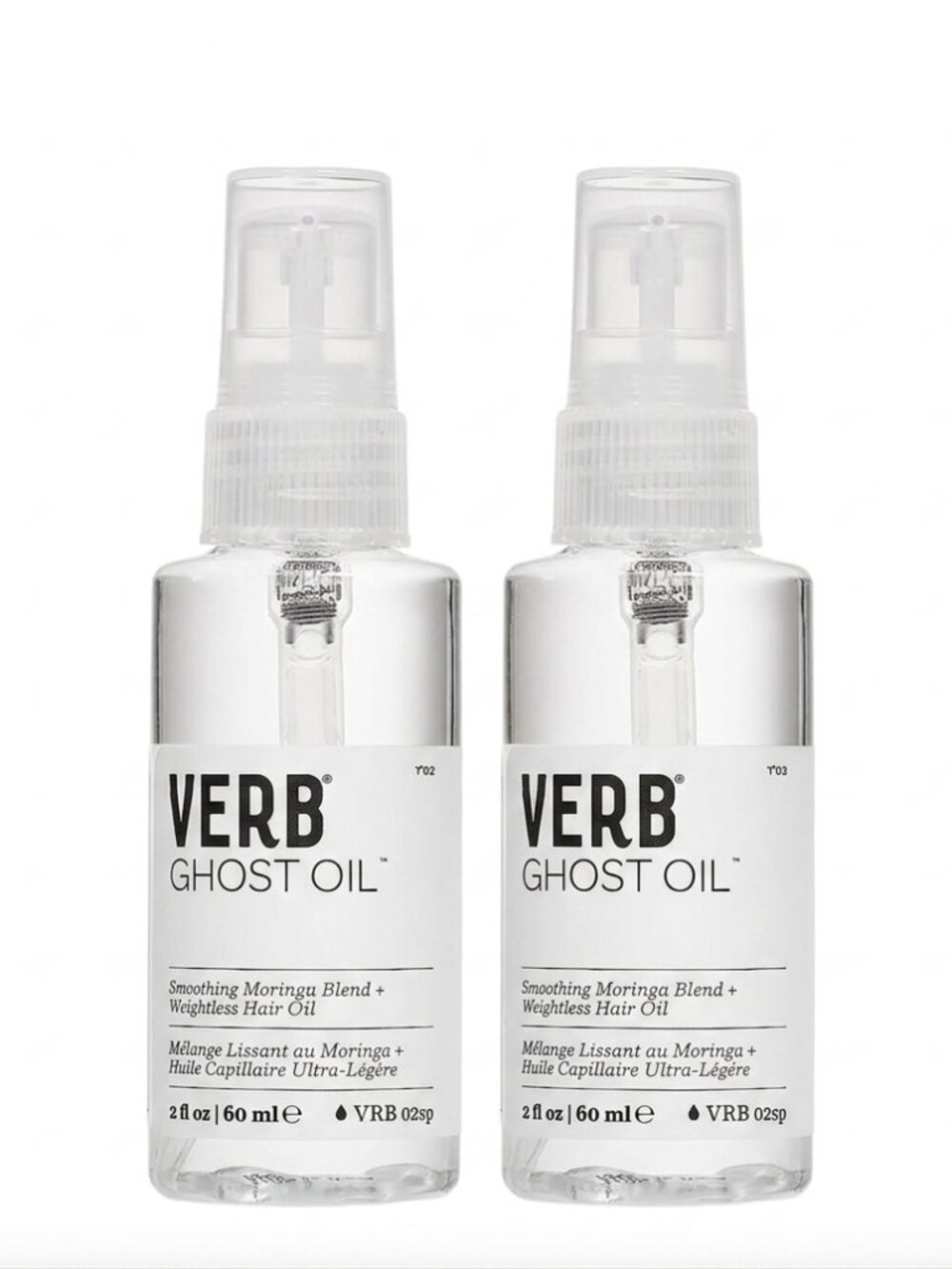 Verb Ghost Oil, pack of 2 x 2fl oz, Smoothing Weightless Hair Oil, New full size